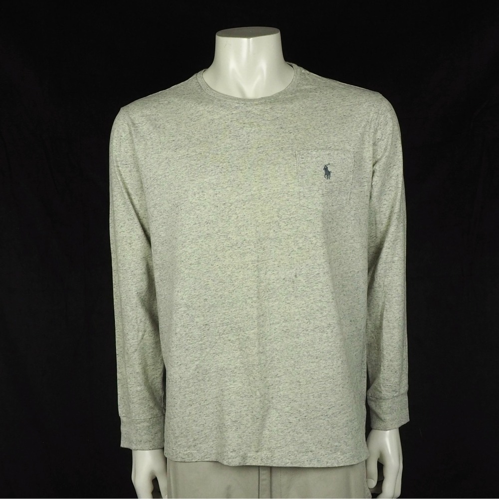 Polo Ralph Lauren Tee Shirt Mens Large Oatmeal Beige Pocket RL Pony Crew Cotton